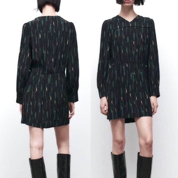Zara Dresses & Skirts - Zara Gabriela Abstract Patterned L/S Short Dress, Size Medium